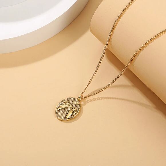 Pinky Promise Oval Pendant Necklace Friendship Gift For Her 18K Gold Plated - Picture 11 of 13